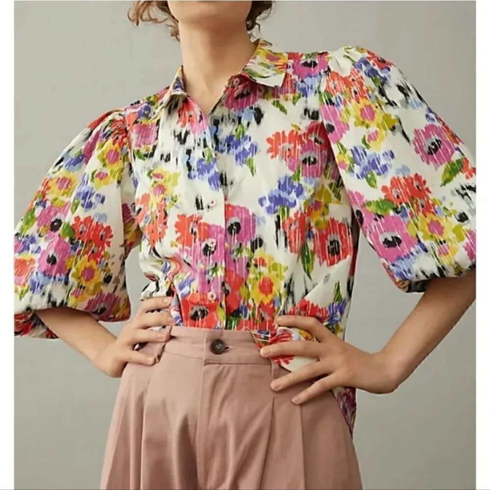 Anthropologie Rachael Floral Botton Shirt XS